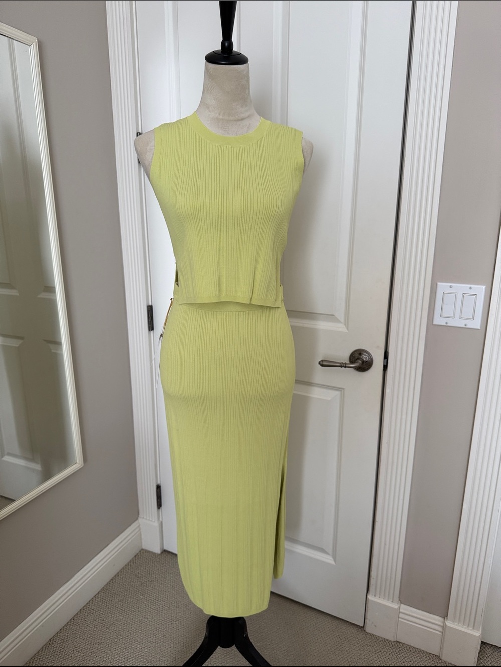 NWT House of Harlow Lime Green Top and Skirt size S/P cut outs on side